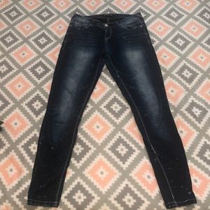 Dark blue acid washed jeans